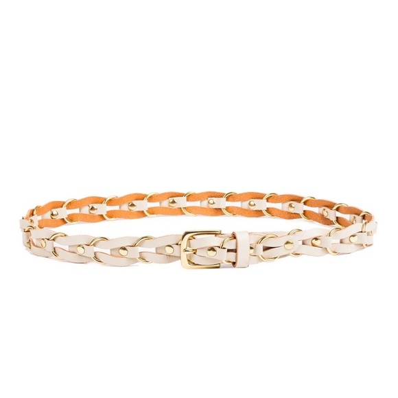 Linea Pelle White Chain Link Leather Belt