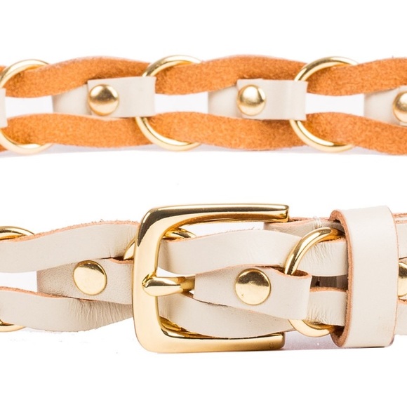 Linea Pelle White Chain Link Leather Belt