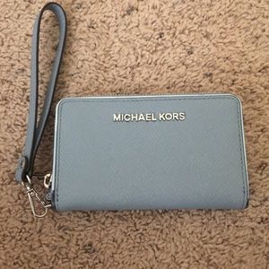 Baby blue Michael Kors wristlet
