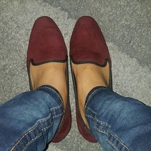 Burgundy Suede Loafers