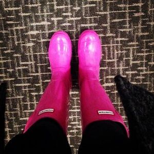 Hunter Tall Boots, Size 6, Lipstick Pink Gloss