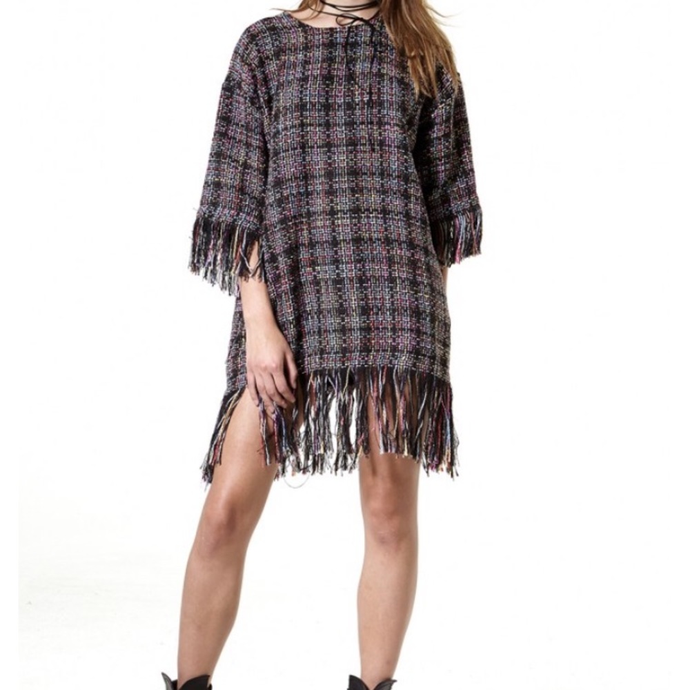 Frayed Tweed Mini Dress