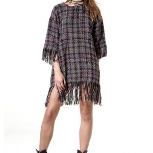 Frayed Tweed Mini Dress