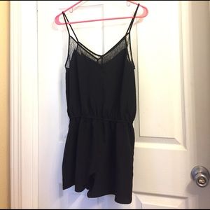 Black lace trimmed romper size: S