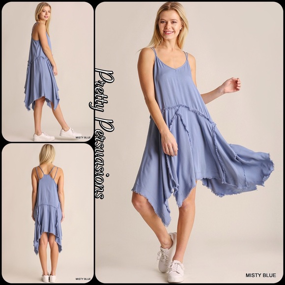 LAST TWO‼️ NWT Blue Tattered Slip Dress - Picture 2 of 6