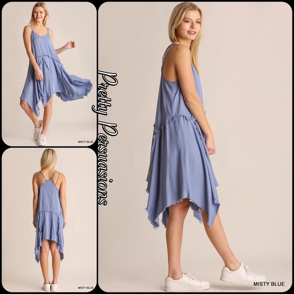 LAST TWO‼️ NWT Blue Tattered Slip Dress - Picture 3 of 6