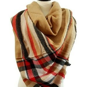 Plaid blanket scarf
