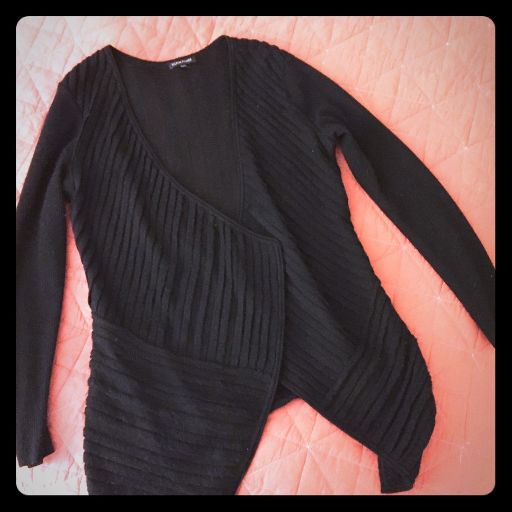 Black geometric Eileen Fischer cardigan