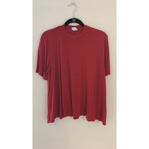 Burnt Orange/Red Mock Neck Short Sleeve Top