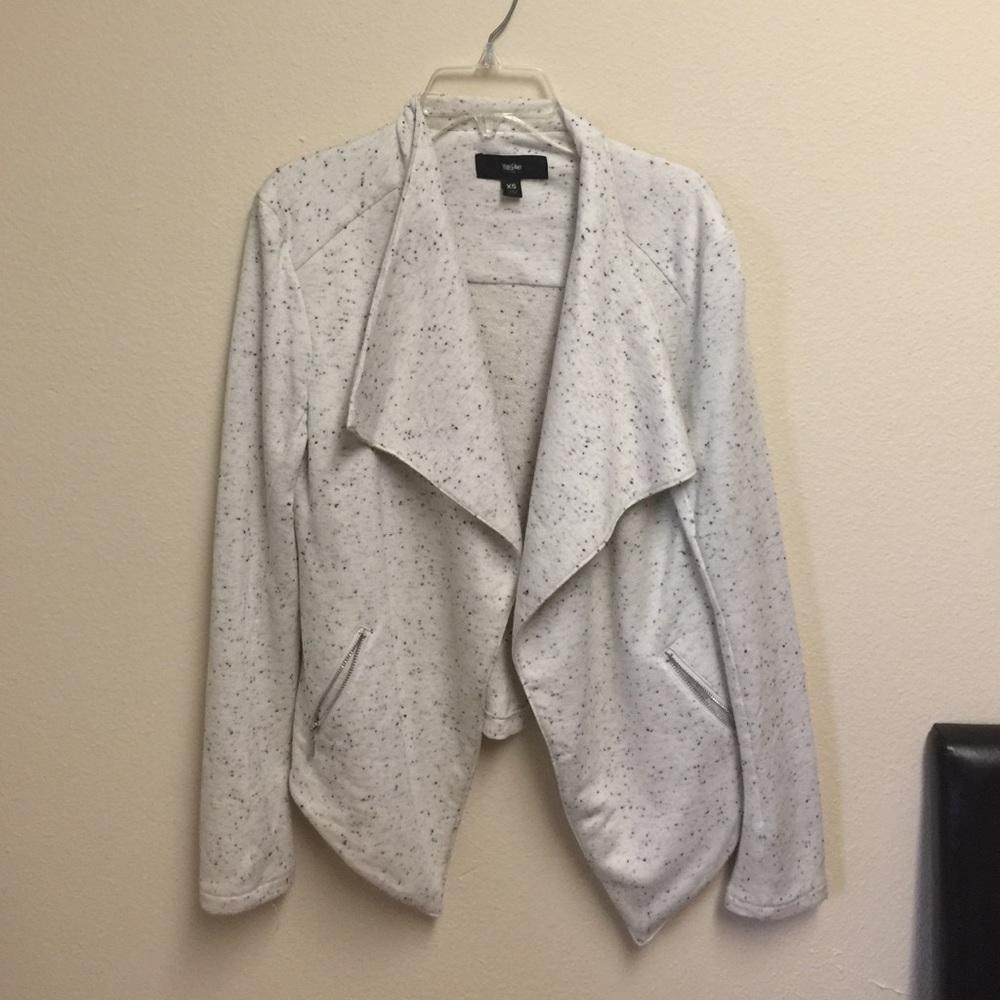 Grey and black speckled cotton moto jacket