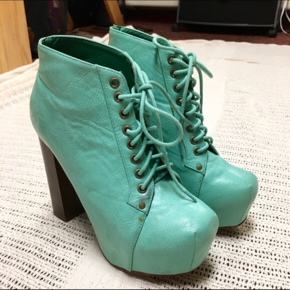 Chunky lace up heels