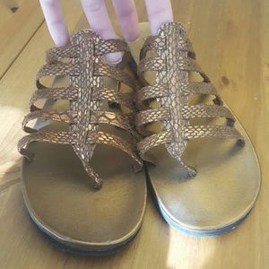 Bronze metallic gladiator sandals
