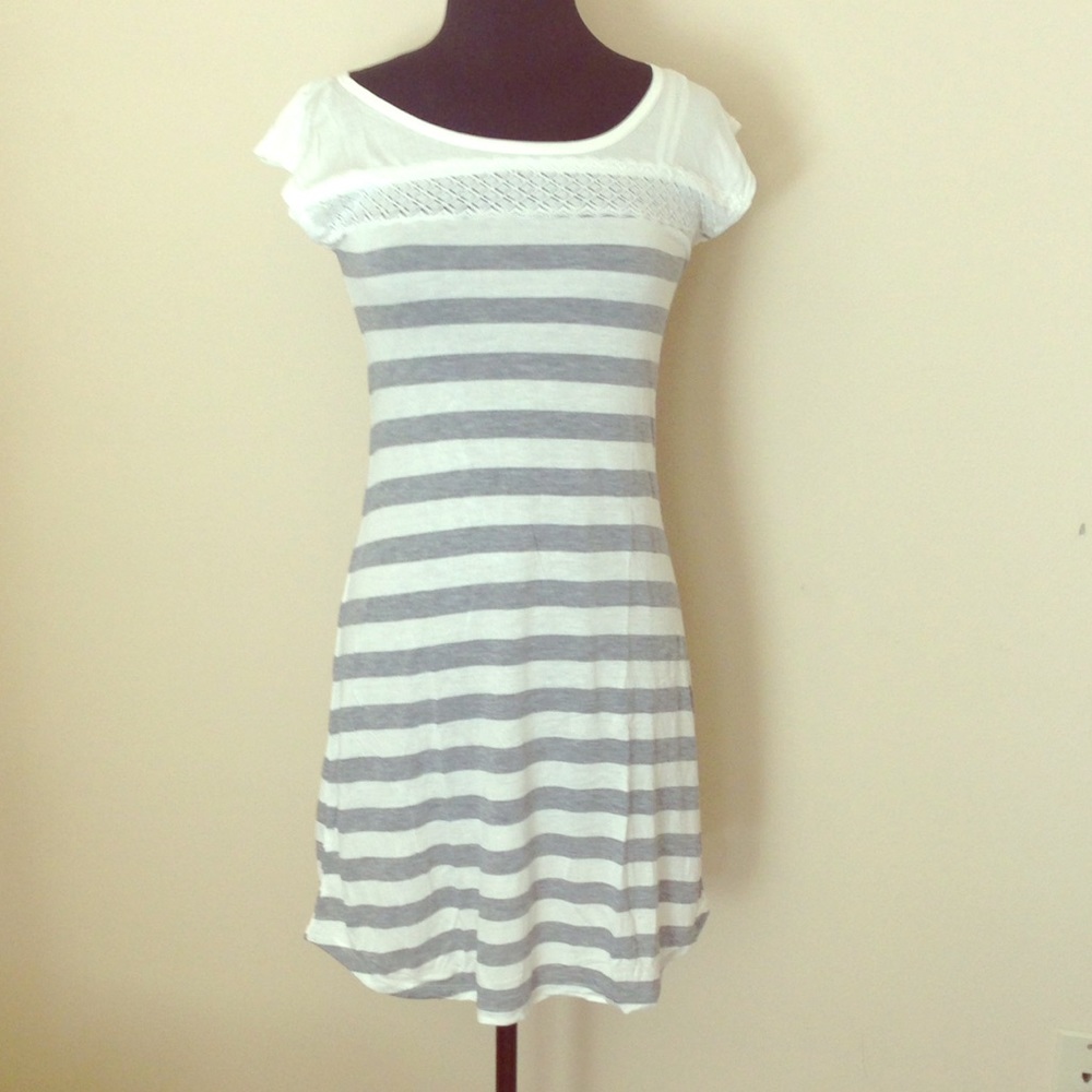 Pajama Dress Lace & Stripes Night Gown