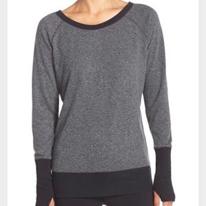 Alo Slouchy Long Sleeve Top, Charcoal/Black, Med
