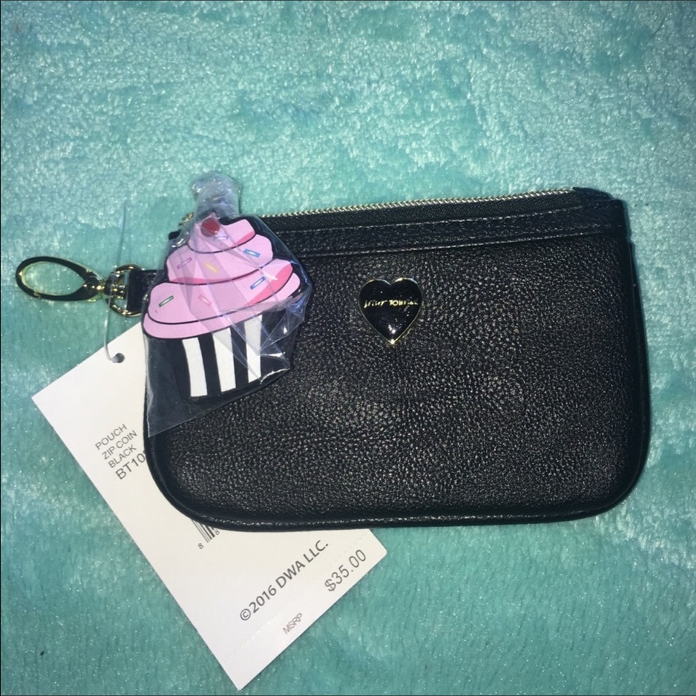 Black Betsey Johnson Coin Purse Keychain