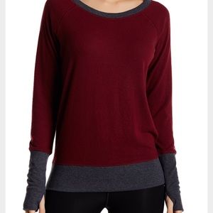 Alo Slouchy Long Sleeve Top, Plum/Charcoal, Small