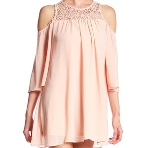 Cold Shoulder Crochet Trim Dress
