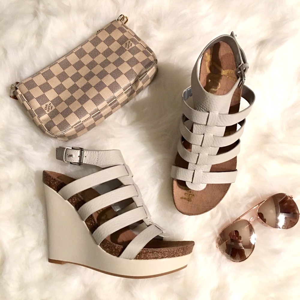 Sam Edelman Gray Leather Wedges