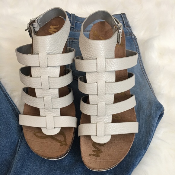 Sam Edelman Gray Leather Wedges - Picture 2 of 4