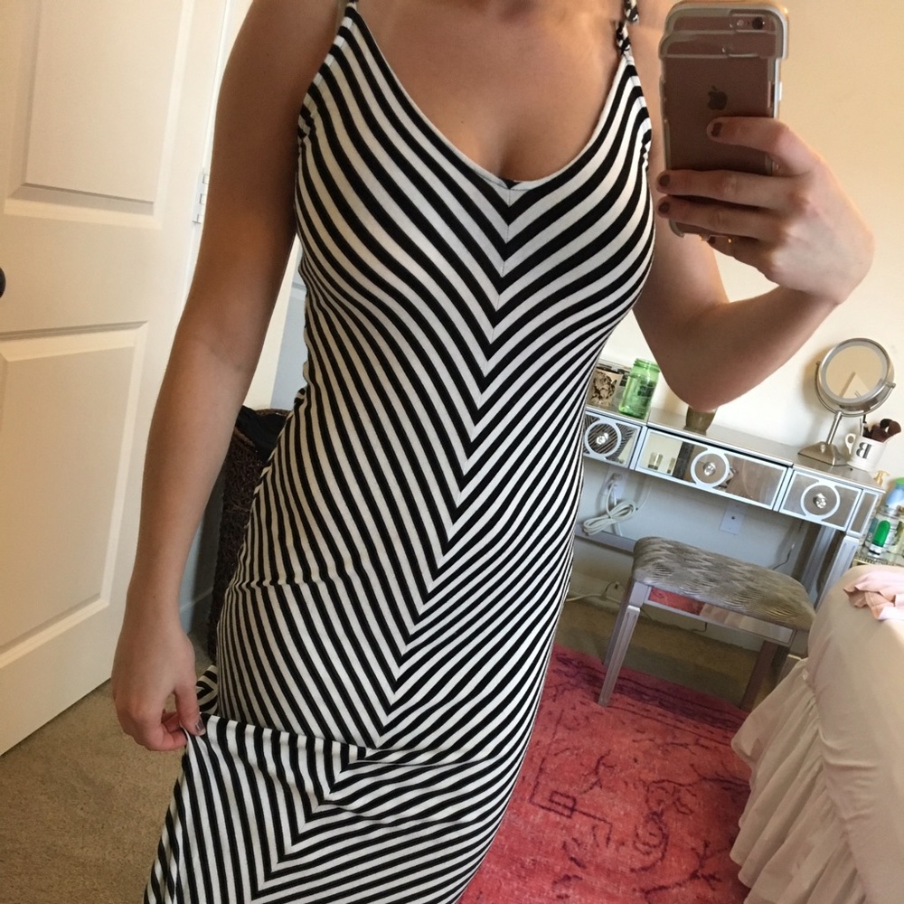 Black and white striped maxi