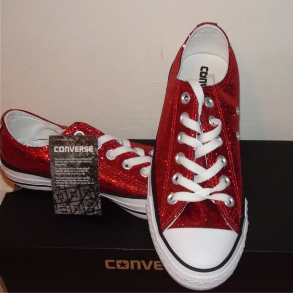 Converse All Stars Chuck Taylor Red Glitter NEW - Picture 2 of 4