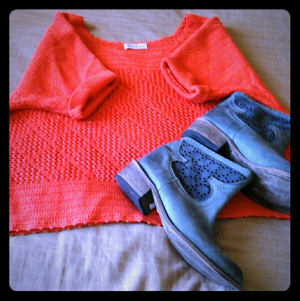 Bright orange lucky brand crop sweater