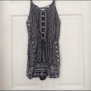 Navy blue and white romper