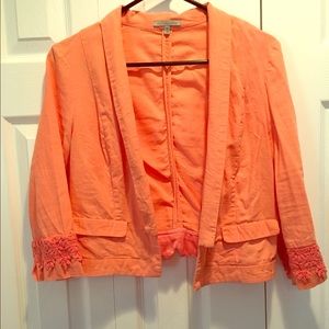 Coral cropped blazer