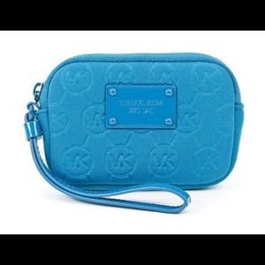 Michael Kors Monogram Neoprene Wristlet -Turquoise