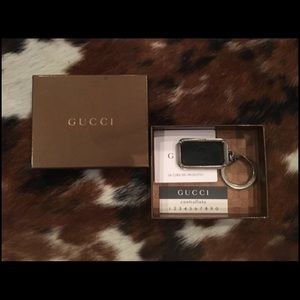 Gucci Black Leather Guccisima keychain