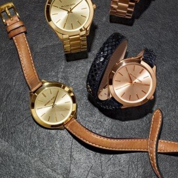 Michael Kors luggage tan slim runway wrap watch - Picture 2 of 8