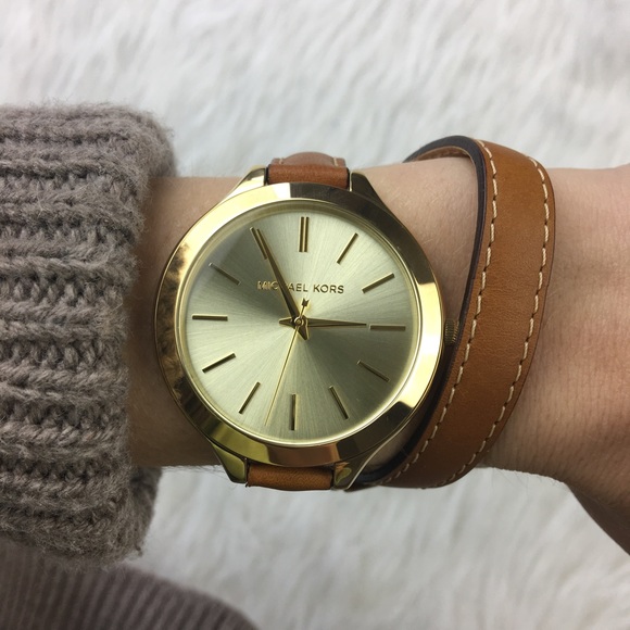 Michael Kors luggage tan slim runway wrap watch - Picture 8 of 8