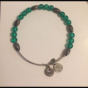 Alex and Ani silver and green beaded bracelet