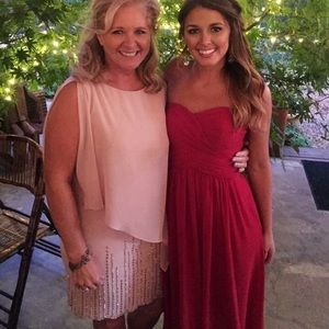 Strapless, sweetheart, red formal dress