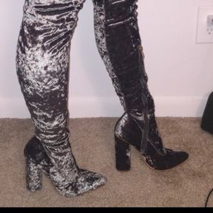 Olive green thigh high boots