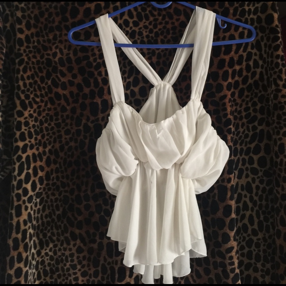 White flowy hippie crop top