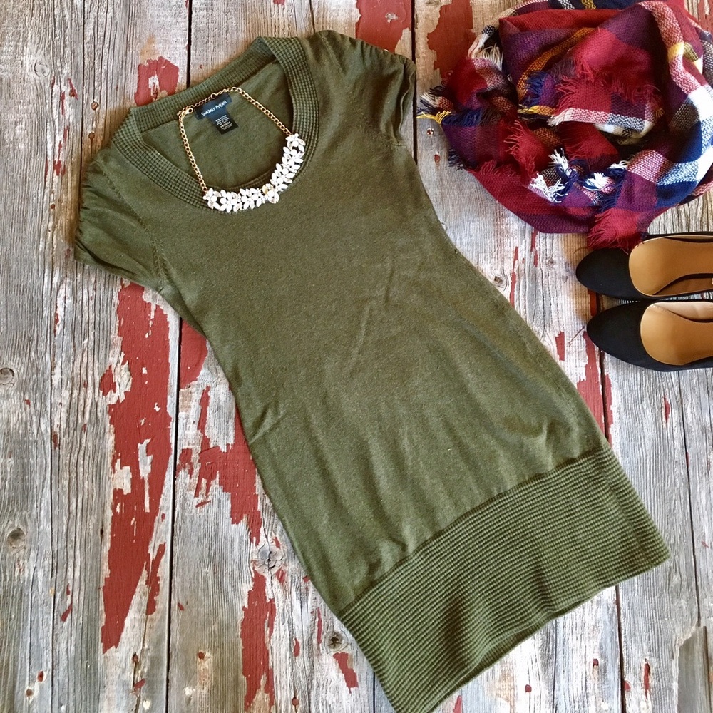 Olive Green Sweater Dress
