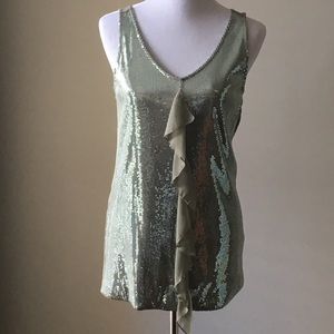 KISCHE-SHIMMERING V-NECK TOP.