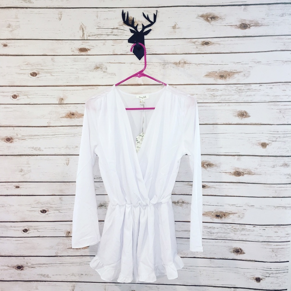 SOLD! Long Sleeve White Ruffle Romper