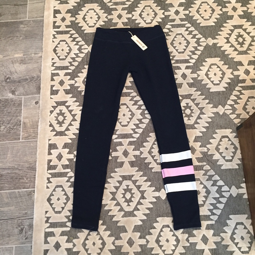 Sundry Women's Basic Stripe Yoga Sweatpants Navy
