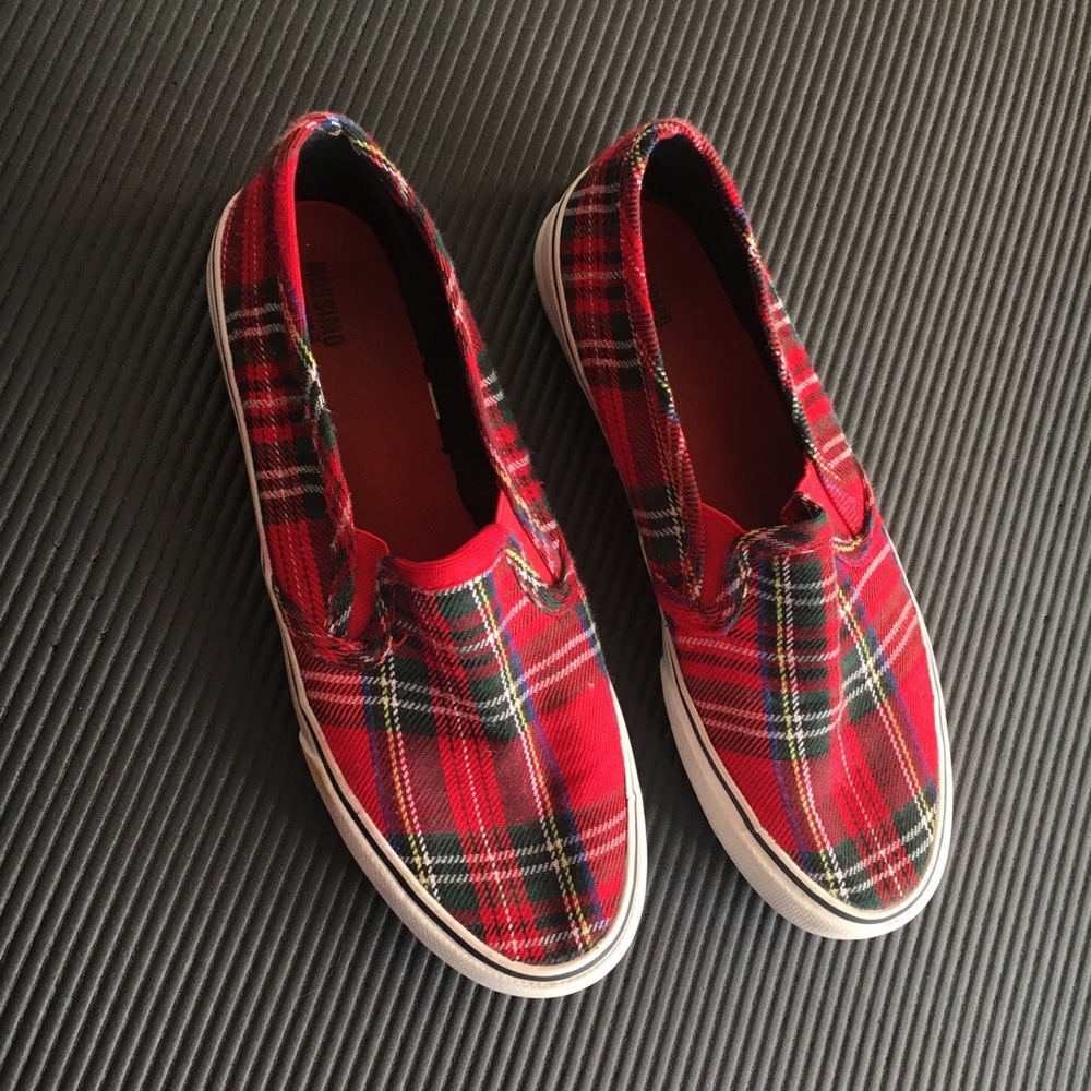 plaid slip on sneakers