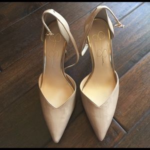 Jessica Simpson nude pumps w/ ankle strap