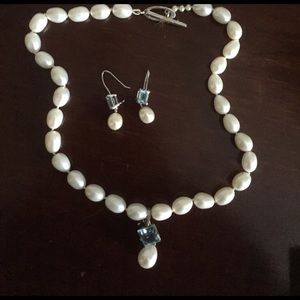 Matching Pearl Necklace and Earrings