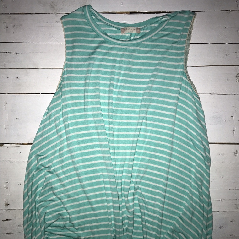 Tiffany blue & white striped tunic.