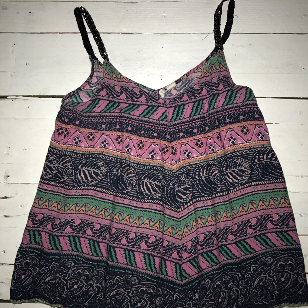Boho tank. With beaded straps