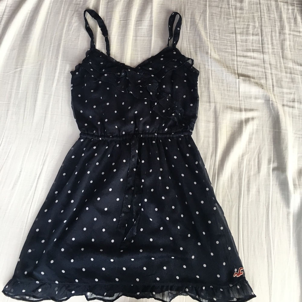 navy polka dot dress
