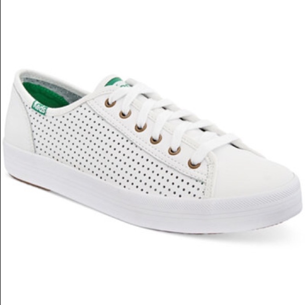 Keds kickstart perforated white sneakers