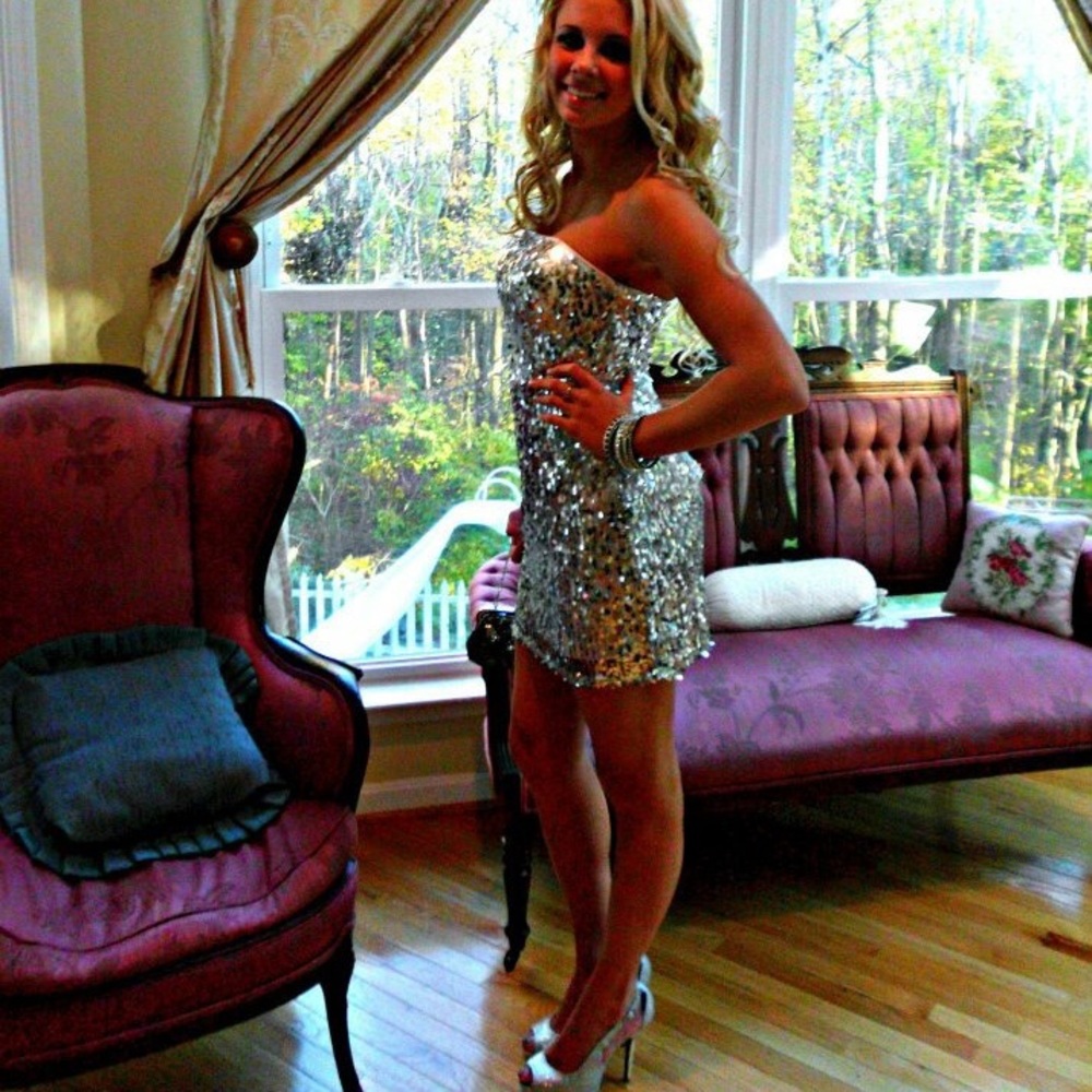 Short formal or prom sequin dress!