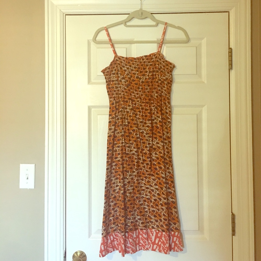 Old Navy Orange and Brown Midi Sundress