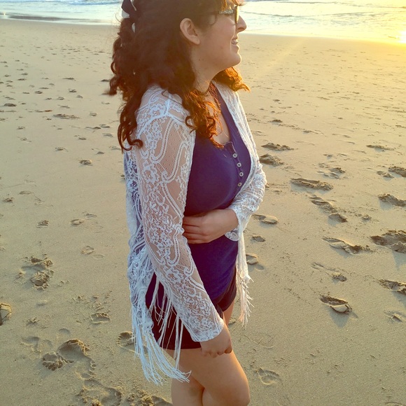 Lace Fringe Kimono - Picture 1 of 3